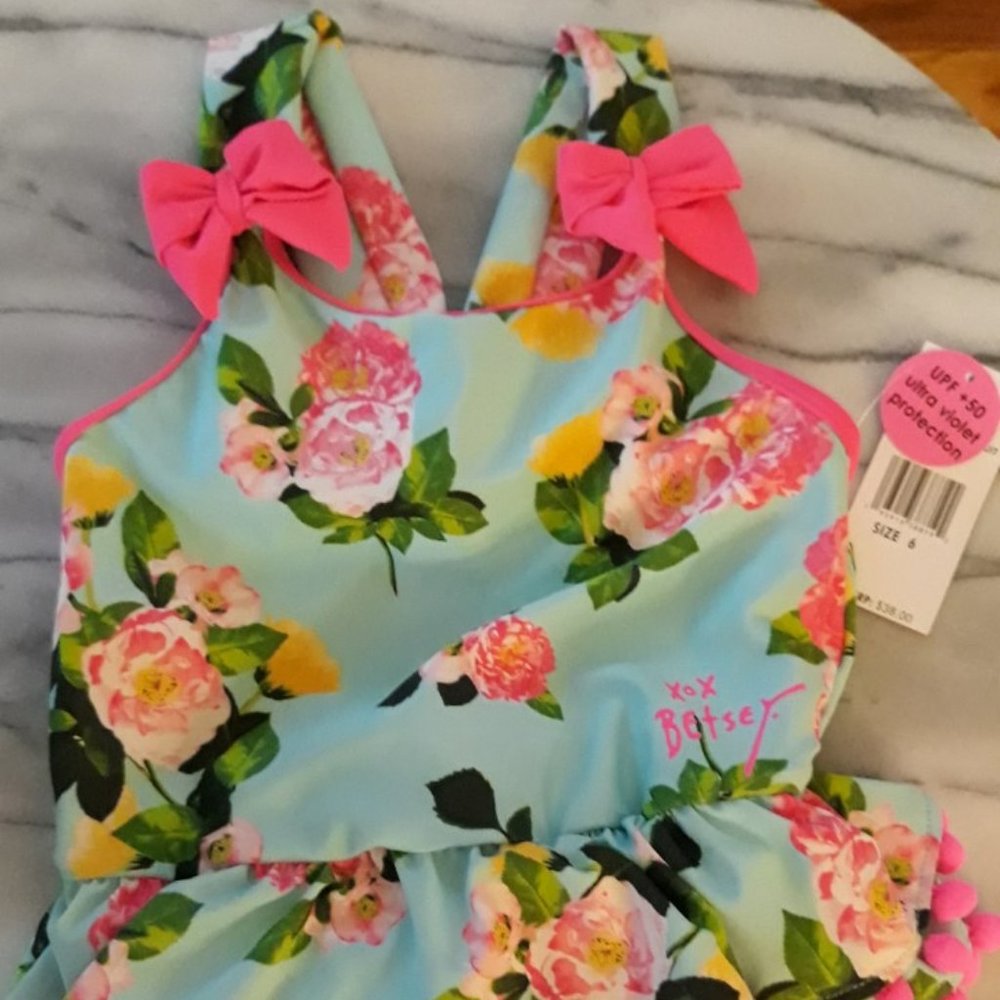 Betsey Johnson Floral Pom Pom One Piece Swimsuit 6